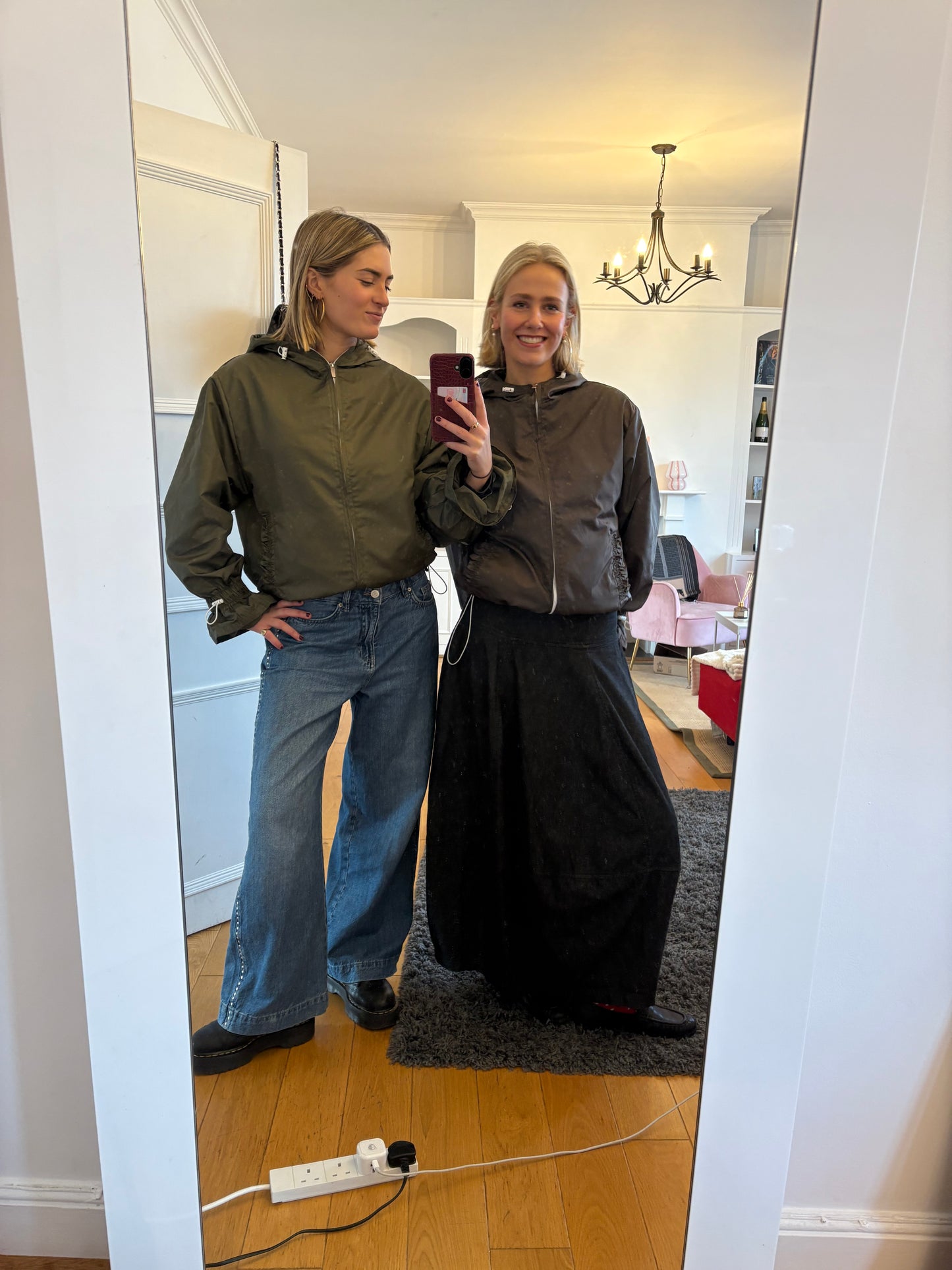 Sage Green Flared Windbreaker