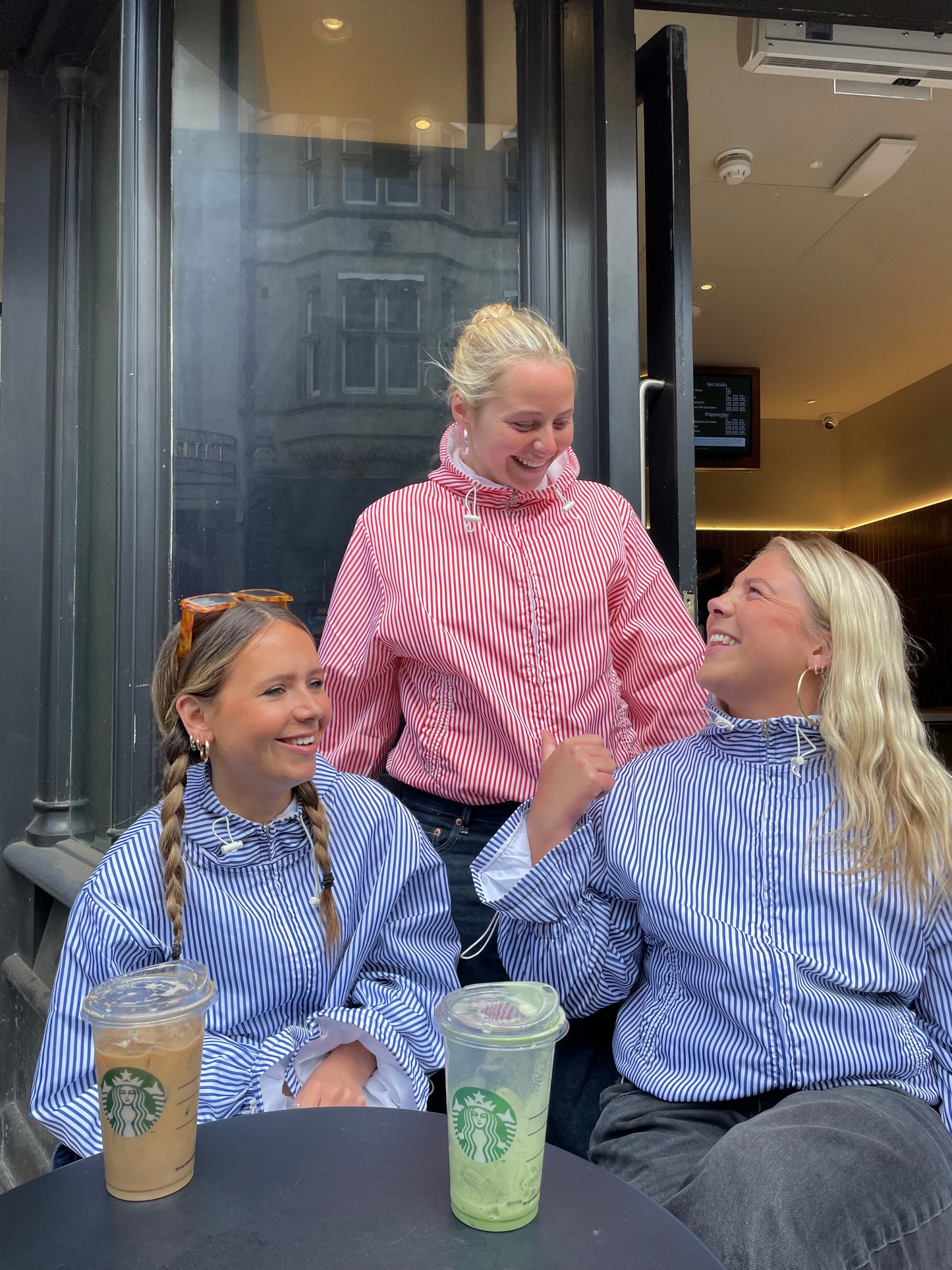 Candy-cane Blue flared waterproof windbreaker