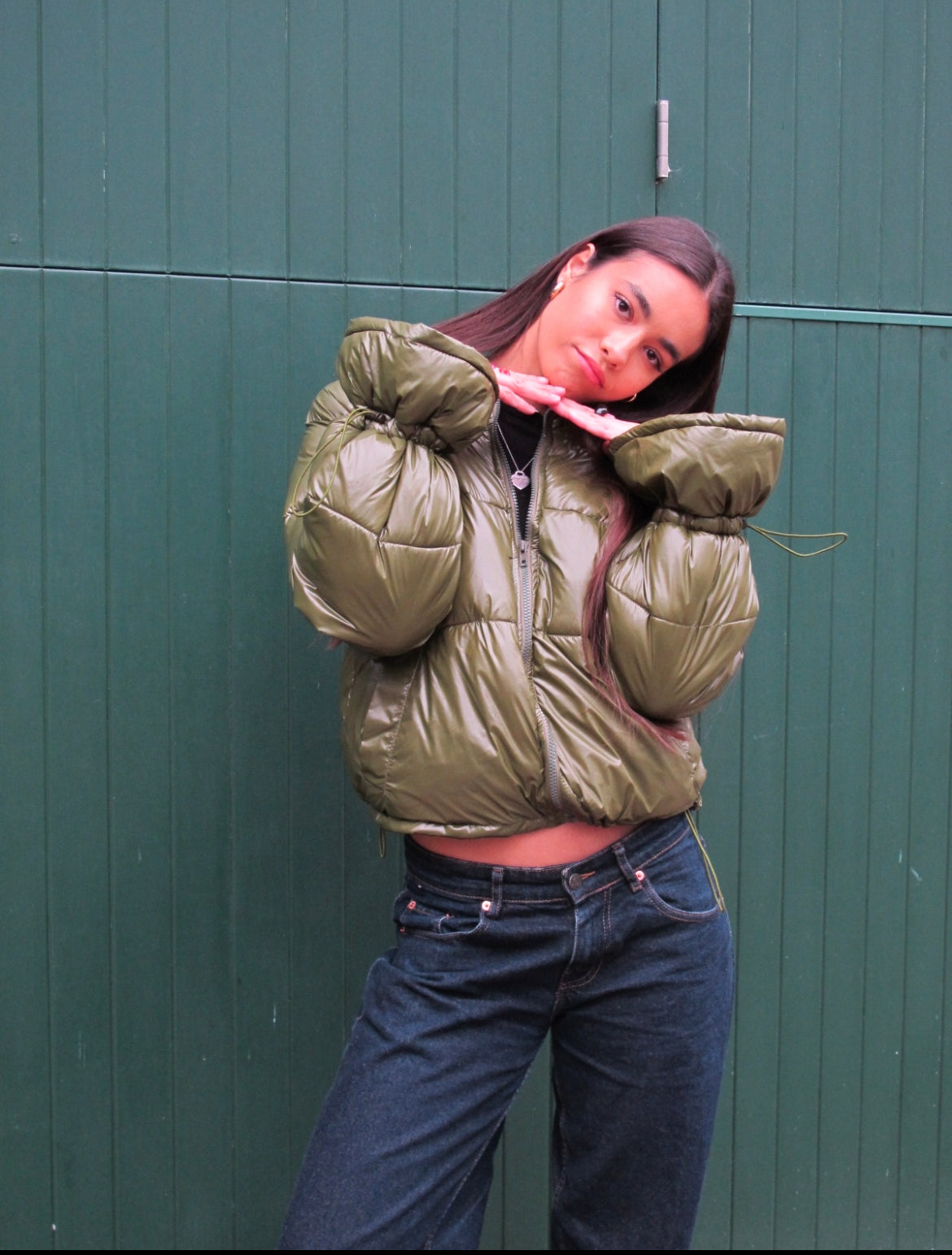Olive Green Flared Coat