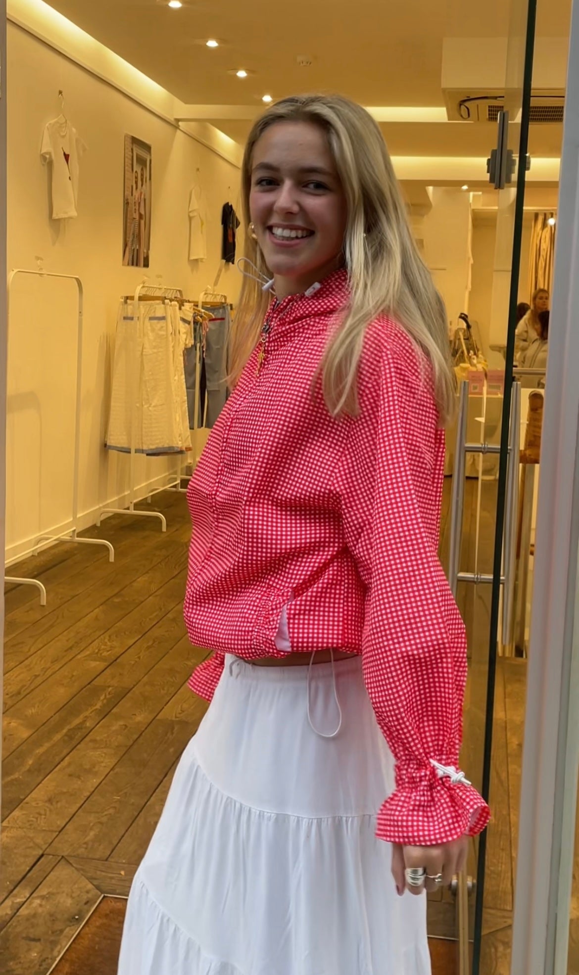 Red flared Waterproof Windbreaker