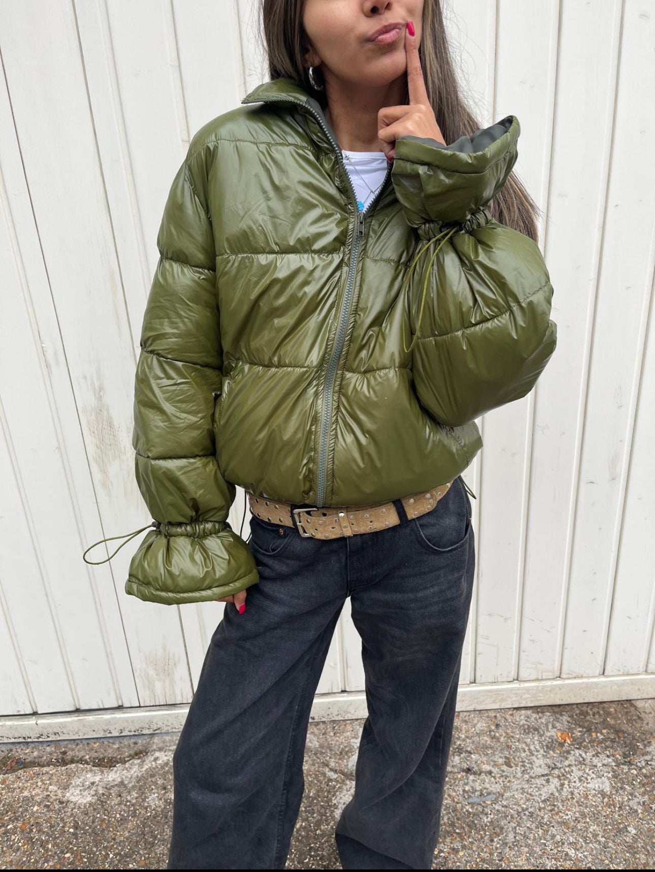 Olive Green Flared Coat