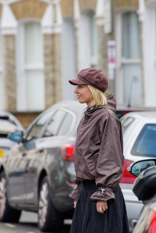 Cinnamon Brown Flared Windbreaker