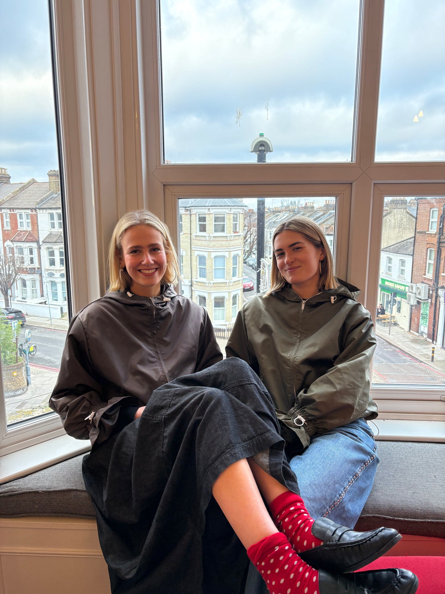 Sage Green Flared Windbreaker