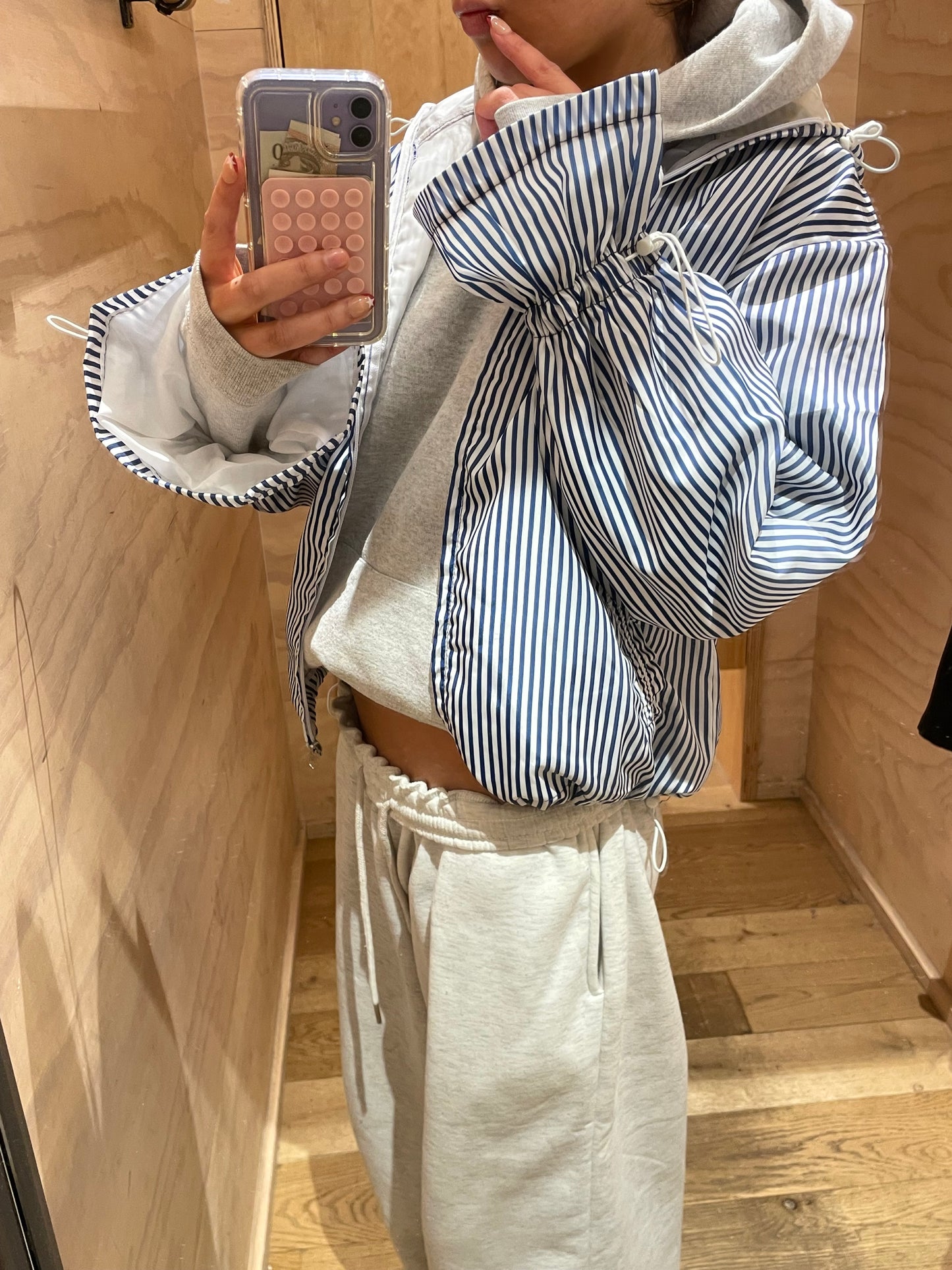 Candy-cane Blue flared waterproof windbreaker