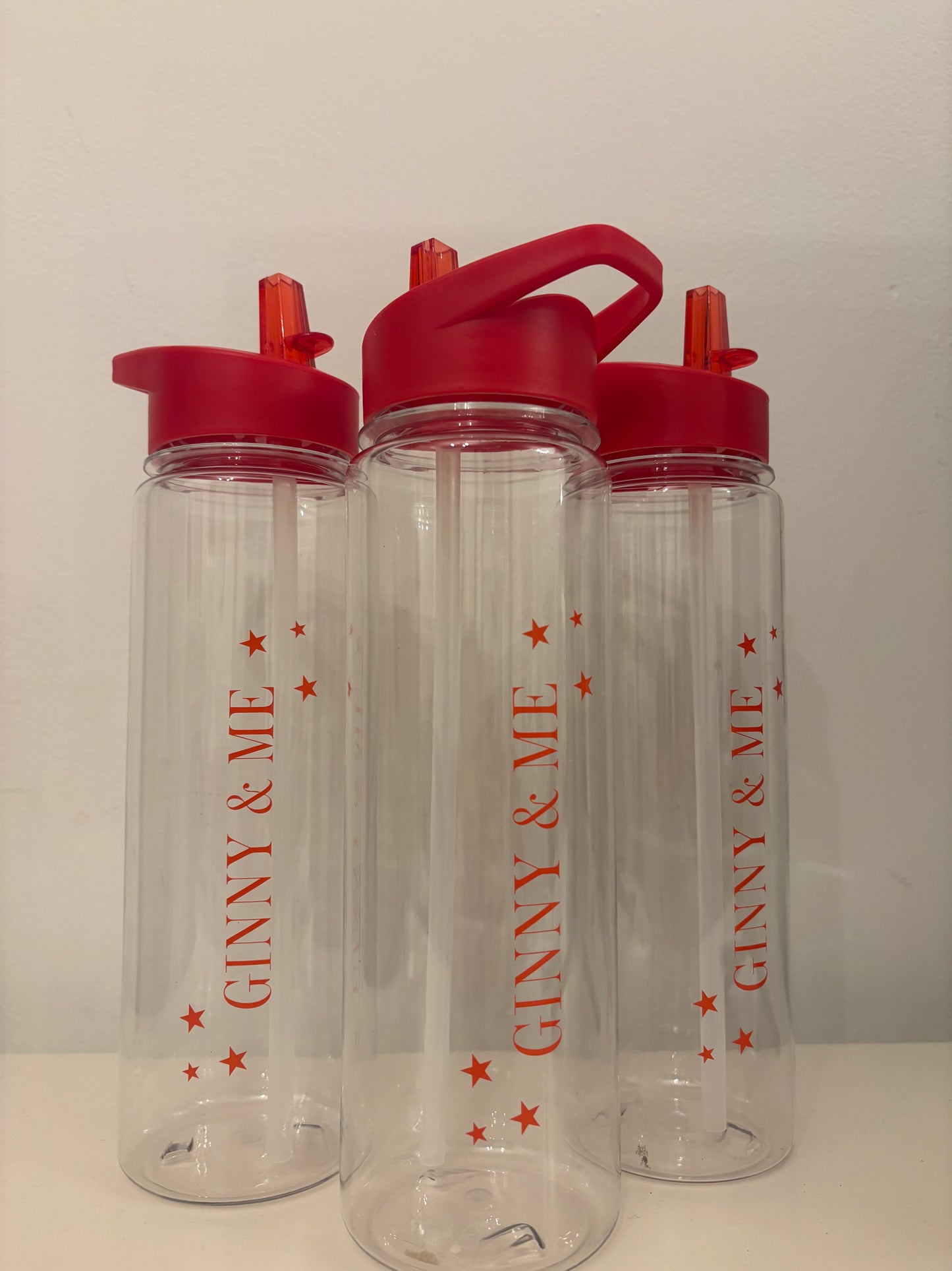 Ginny&Me red water bottles