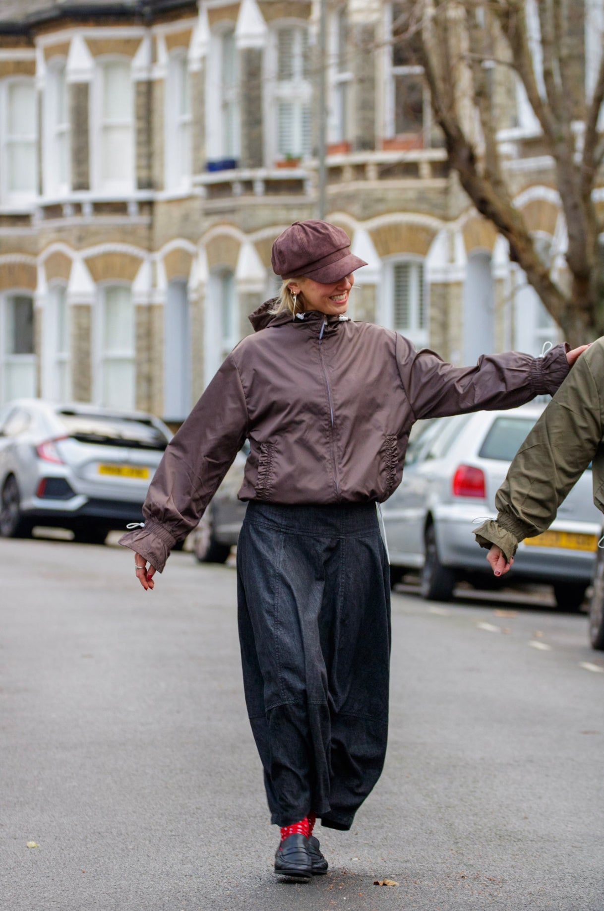 Cinnamon Brown Flared Windbreaker
